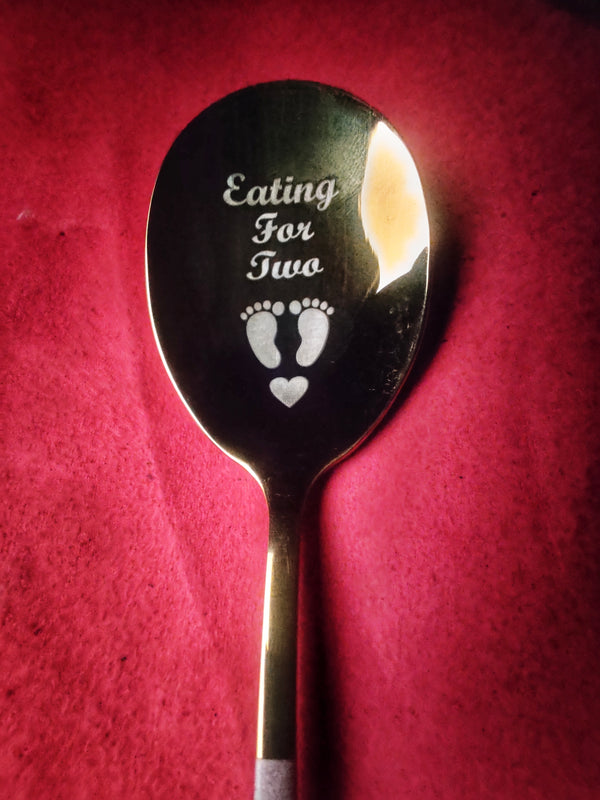 Engraved Stainless Steel Spoon – “Eating for Two” Korean Style Pregnancy Gift