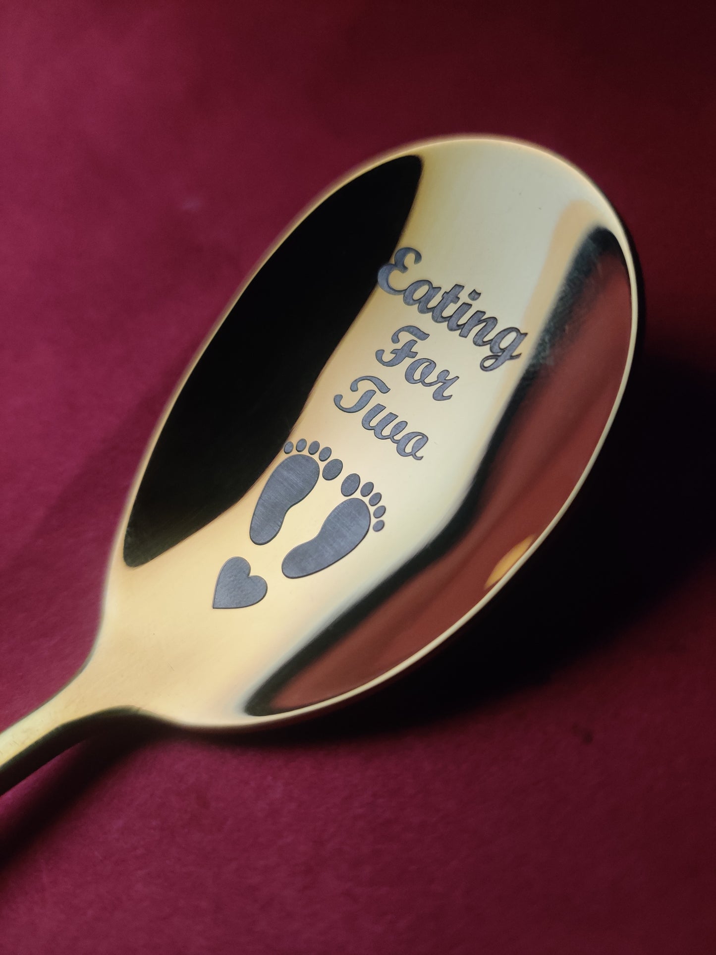 Engraved Stainless Steel Spoon – “Eating for Two” Korean Style Pregnancy Gift