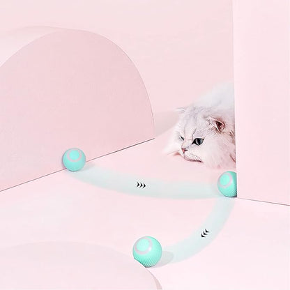 Interactive Cat Toy Ball with LED Light, 360° Self-Rotating Electric Ball, USB Rechargeable Electric Cat Toy