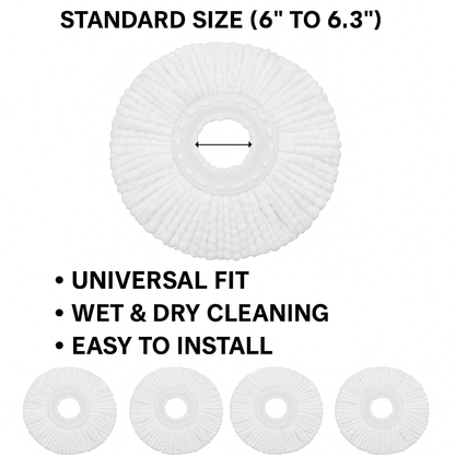 5 PCS Universal Microfiber Spin Mop Refill Head – Fits Most Standard Mop Systems